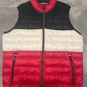 Tommy Hilfiger Red White and Blue Sleeveless Puffer Jacket Vest